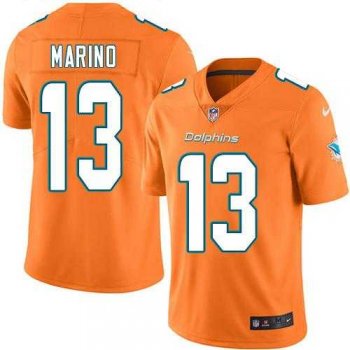 Nike Miami Dolphins #13 Dan Marino Orange Men's Stitched NFL Limited Rush Jersey