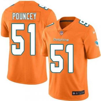 Nike Miami Dolphins #51 Mike Pouncey Orange Men's Stitched NFL Limited Rush Jersey