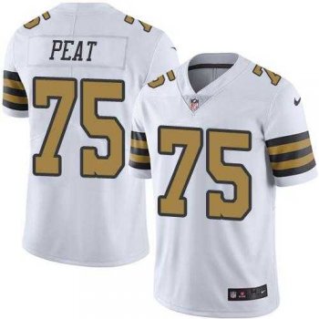 Nike New Orleans Saints #75 Andrus Peat White Men's Stitched NFL Limited Rush Jersey