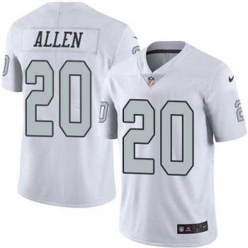 Nike Oakland Raiders #20 Nate Allen White Men's Stitched NFL Limited Rush Jersey