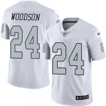 Youth Nike Oakland Raiders #24 Charles Woodson White Stitched NFL Limited Rush Jersey