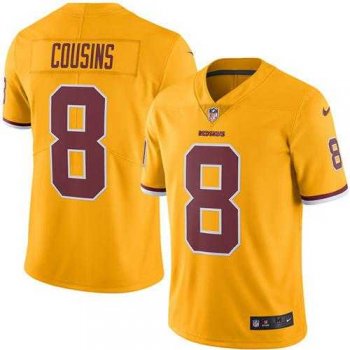 Nike Washington Redskins #8 Kirk Cousins Gold Men's Stitched NFL Limited Rush Jersey