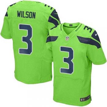 Nike Seattle Seahawks #3 Russell Wilson Green Men's Stitched NFL Elite Rush Jersey