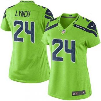 Women's Nike Seattle Seahawks #24 Marshawn Lynch Green Stitched NFL Limited Rush Jersey