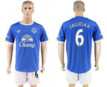 Everton #6 Jagielka Home Soccer Club Jersey