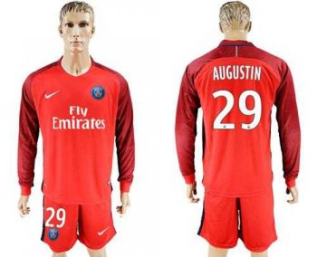 Paris Saint-Germain #29 Augustin Red Long Sleeves Soccer Club Jersey