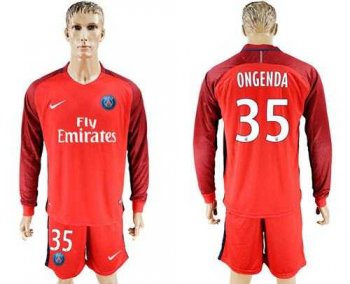 Paris Saint-Germain #35 Ongenda Red Long Sleeves Soccer Club Jersey