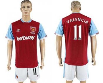 West Ham United #11 Valencia Home Soccer Club Jersey