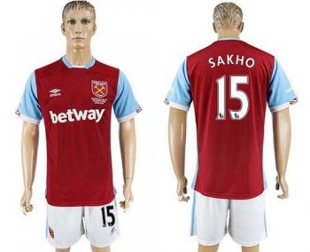 West Ham United #15 Sakho Home Soccer Club Jersey