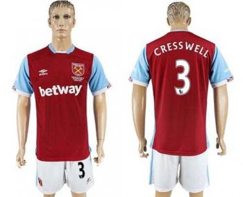 West Ham United #3 Cress Well Home Soccer Club Jersey