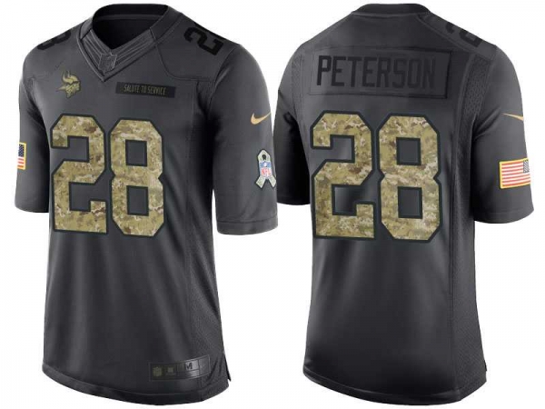 Nike Minnesota Vikings #28 Adrian Peterson Men's Stitched Black NFL Salute to Service Limited Jerseys