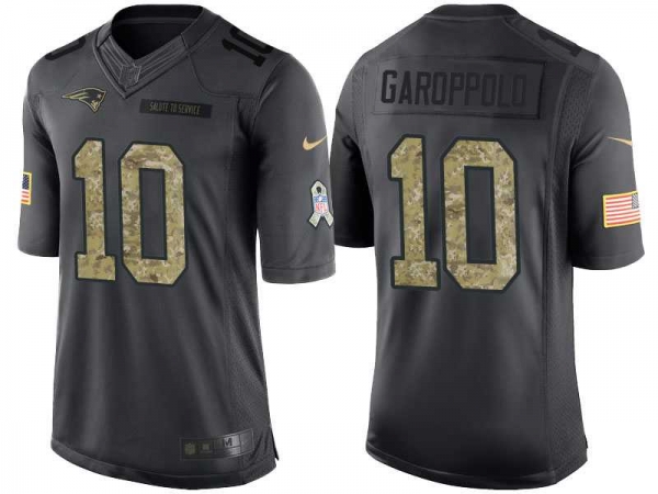 Nike New England Patriots #10 Jimmy Garoppolo Men's Stitched Black NFL Salute to Service Limited Jerseys