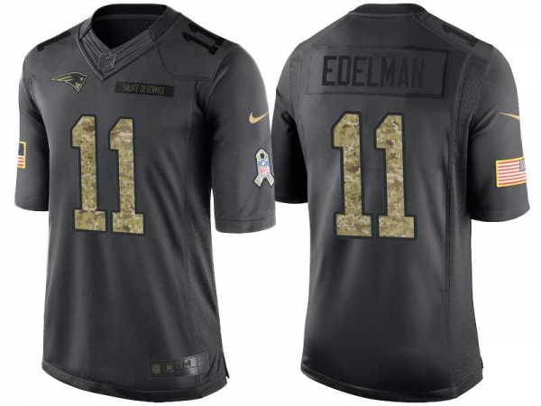 Nike New England Patriots #11 Julian Edelman Men's Stitched Black NFL Salute to Service Limited Jerseys