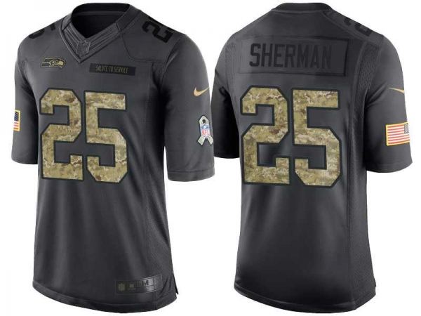 Nike Seattle Seahawks #25 Richard Sherman Men's Stitched Black NFL Salute to Service Limited Jerseys