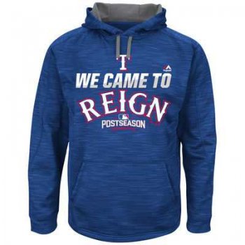 Men's Texas Rangers Royal 2016 Postseason Authentic Collection Came To Reign Streak Fleece Hoodie