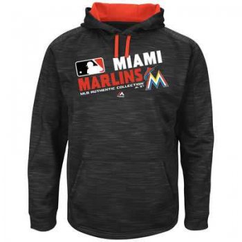 Men''s Miami Marlins Authentic Collection Black Team Choice Streak Hoodie