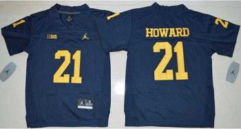 Youth Michigan Wolverines #21 Desmond Howard Navy Blue Jordan Brand Stitched NCAA Jersey