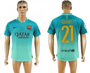 Barcelona #21 Gomes Sec Away Soccer Club Jersey