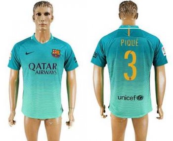 Barcelona #3 Pique Sec Away Soccer Club Jersey