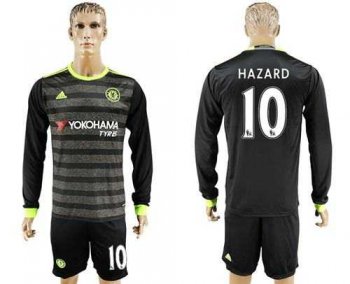 Chelsea #10 Hazard Sec Away Long Sleeves Soccer Club Jersey