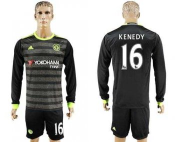 Chelsea #16 Kenedy Sec Away Long Sleeves Soccer Club Jersey