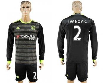 Chelsea #2 Ivanovic Sec Away Long Sleeves Soccer Club Jersey