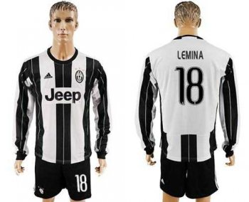 Juventus #18 Lemina Home Long Sleeves Soccer Club Jersey