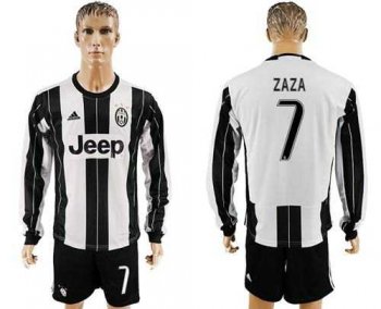 Juventus #7 Zaza Home Long Sleeves Soccer Club Jersey