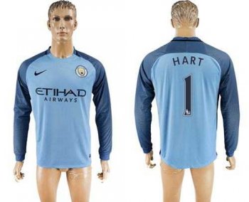 Manchester City #1 Hart Home Long Sleeves Soccer Club Jersey