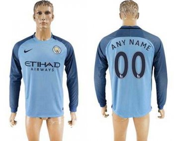 Manchester City Personalized Home Long Sleeves Soccer Club Jersey