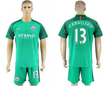 Manchester United #13 Caballero Green Goalkeeper Soccer Club Jersey