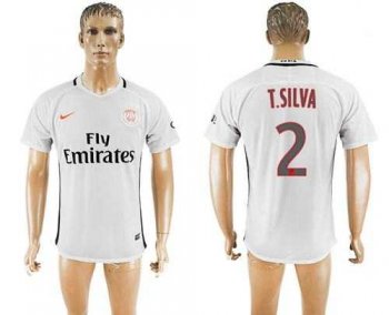 Paris Saint-Germain #2 T.Silva Sec Away Soccer Club Jersey