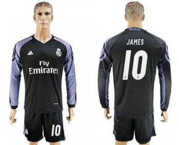 Real Madrid #10 James Sec Away Long Sleeves Soccer Club Jersey