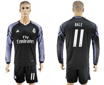 Real Madrid #11 Bale Sec Away Long Sleeves Soccer Club Jersey