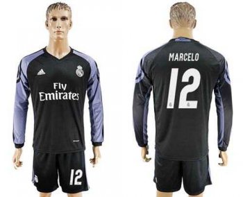 Real Madrid #12 Marcelo Sec Away Long Sleeves Soccer Club Jersey