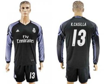 Real Madrid #13 K.Casilla Sec Away Long Sleeves Soccer Club Jersey