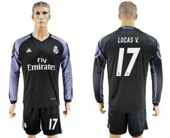 Real Madrid #17 Lucas.V Sec Away Long Sleeves Soccer Club Jersey