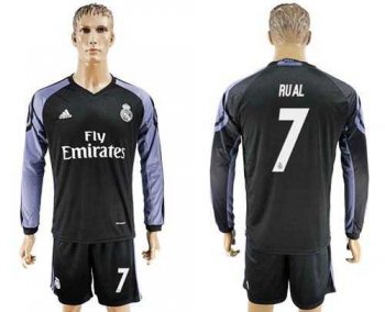 Real Madrid #7 Rual Sec Away Long Sleeves Soccer Club Jersey