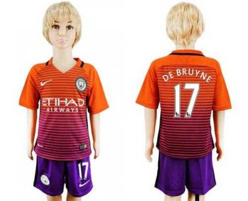 Manchester City #17 De Bruyne Sec Away Kid Soccer Club Jersey