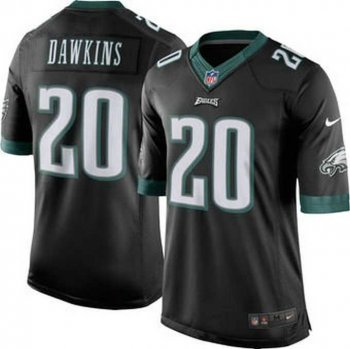 Nike Philadelphia Eagles #20 Brian Dawkins Men's Stitched Nike Black Color Rush Limited Jersey