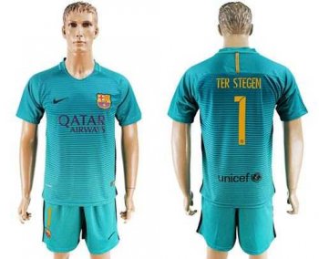 Barcelona #1 Ter Stegen Sec Away Soccer Club Jersey