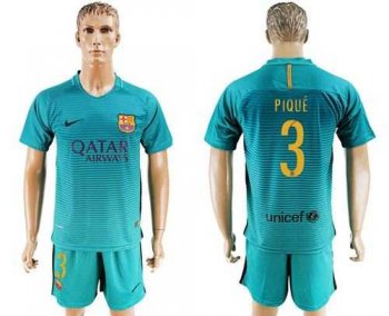 Barcelona #3 Pique Sec Away Soccer Club Jersey