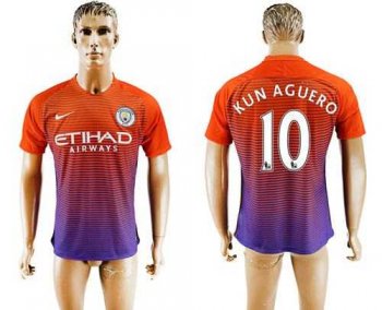 Manchester City #10 Kun Aguero Sec Away Soccer Club Jersey