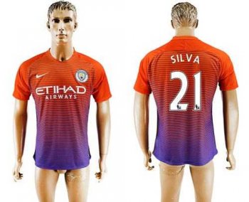 Manchester City #21 Silva Sec Away Soccer Club Jersey