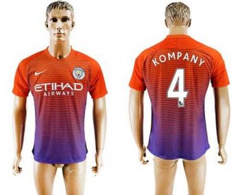 Manchester City #4 Kompany Sec Away Soccer Club Jersey