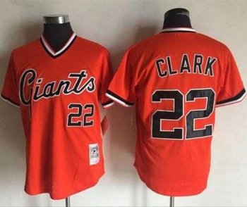 Mitchell And Ness San Francisco Giants #22 Will Clark Orange Throwback Stitched Baseball jerseys