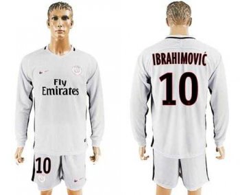 Paris Saint-Germain #10 Ibrahimovic Sec Away Long Sleeves Soccer Club Jersey