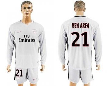 Paris Saint-Germain #21 Ben Arfa Sec Away Long Sleeves Soccer Club Jersey