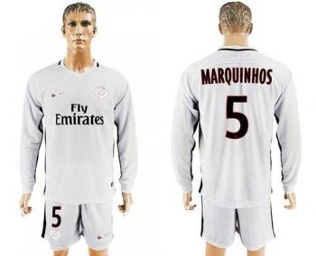 Paris Saint-Germain #5 Marquinhos Sec Away Long Sleeves Soccer Club Jersey