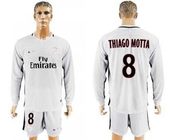 Paris Saint-Germain #8 Thiago Motta Sec Away Long Sleeves Soccer Club Jersey